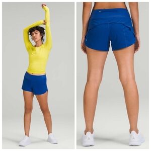 Lululemon Speed Up Short Long *4" Updated Fit W7AYMT Symphony Blue Sz 8 Running